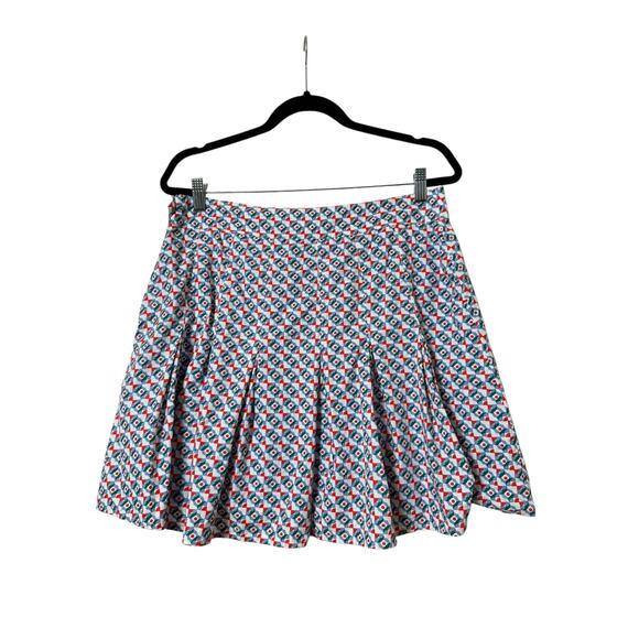 Maeve Anthropologie Women’s Pleated Red Blue Green Geometric Mini Skirt Size 12 - Picture 3 of 9